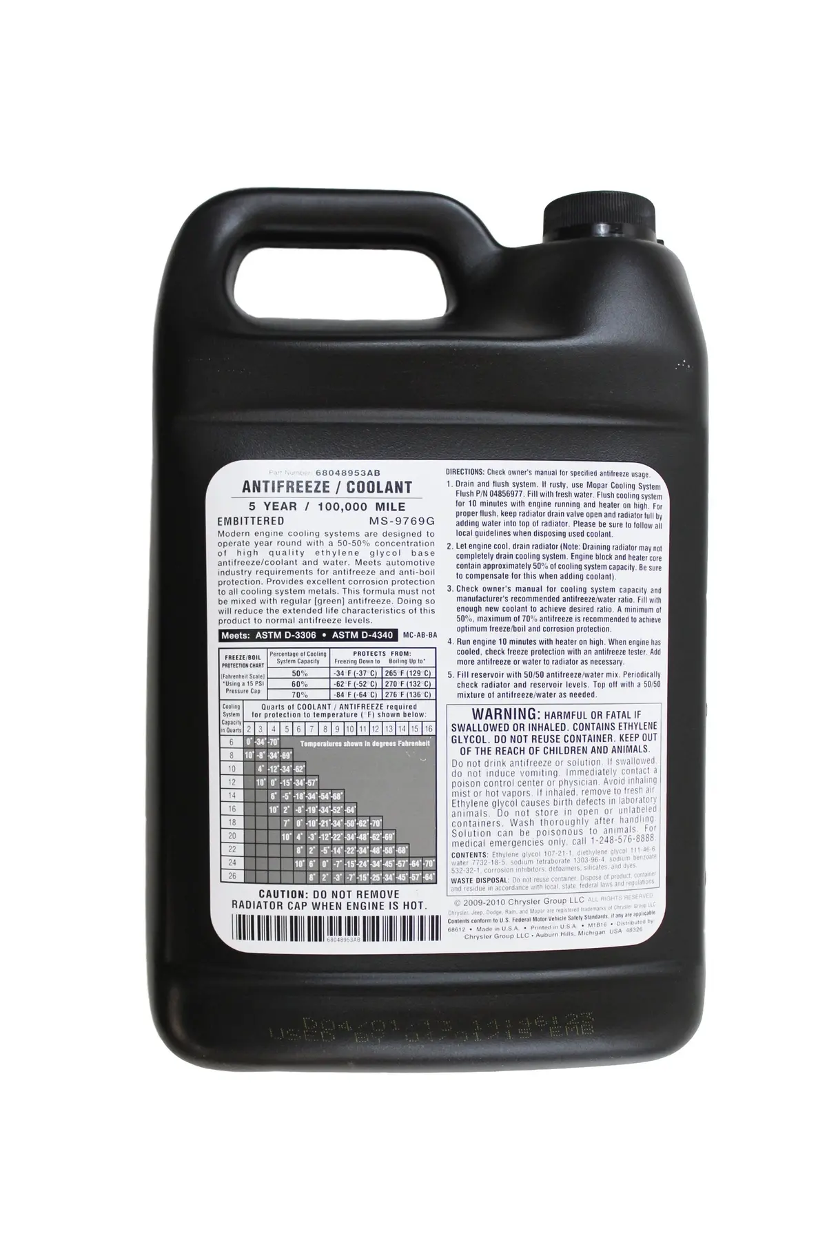 Genuine Mopar Fluid 68048953Ab Antifreeze/Coolant - 1 Gallon Bottle 1