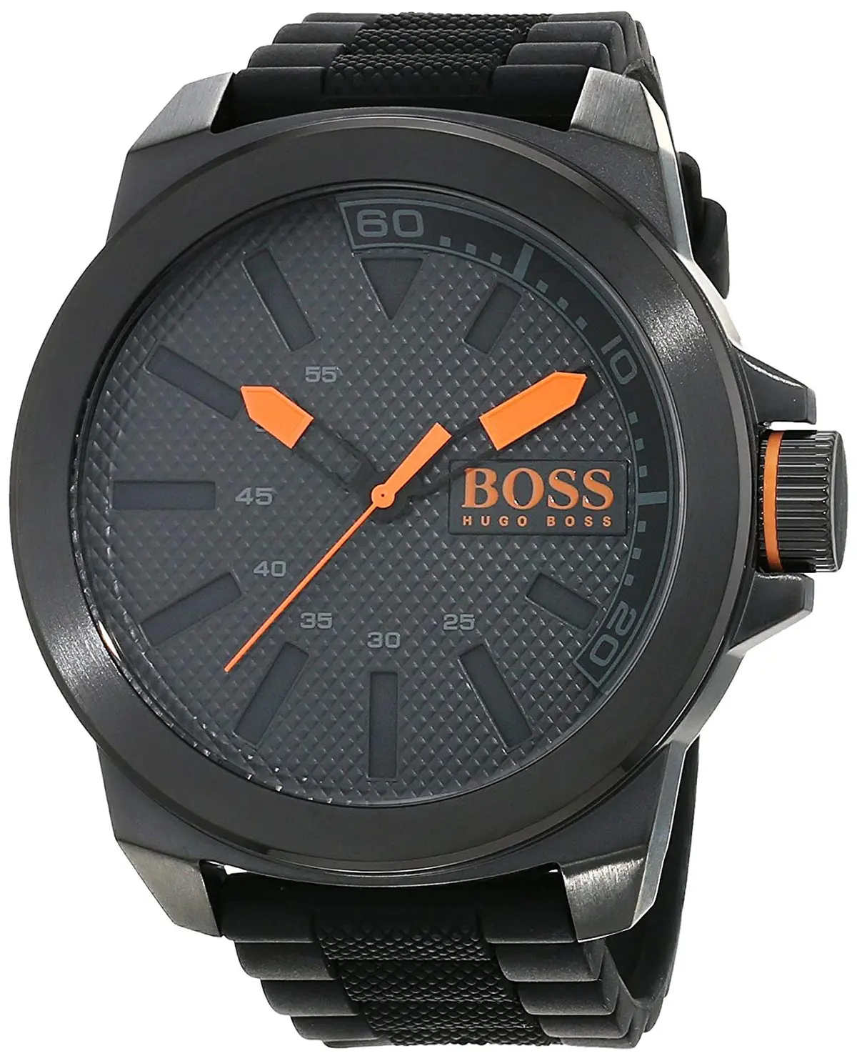 Hugo Boss Orange New York Men's Quartz Analogue Classic Black Silicone Strap 1513004 1