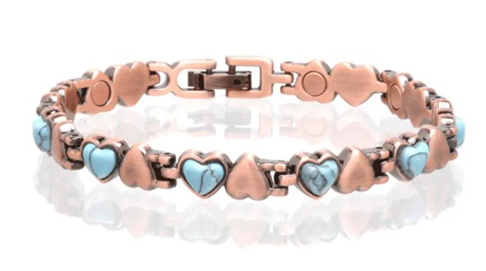 Solid Copper Magnetic Turquoise Link Bracelet Style #Tq-H 1