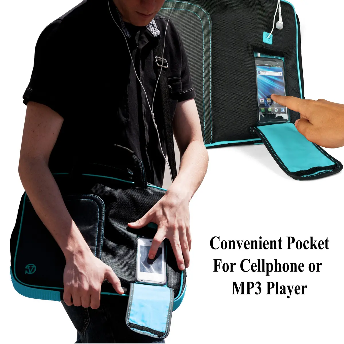 Vangoddy Black-Aqua Pindar Shoulder Portfolio Bag Case For Micromax Canvas Laptab Ii Lt777 11.6-Inch Laptop 1