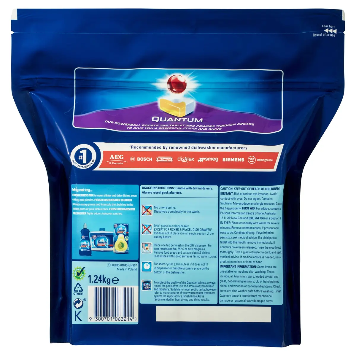 Finish Powerball Quantum Dishwasher Tablets, Lemon Sparkle, 80 Pack 1