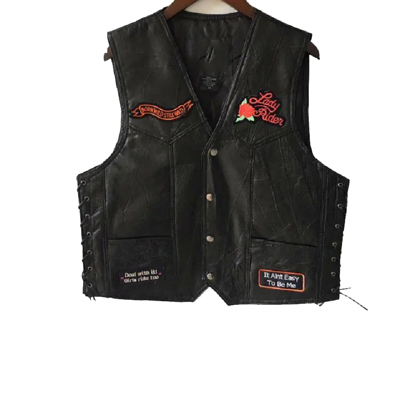 Customizable Biker Vest with Embroidered Patches - Image 3