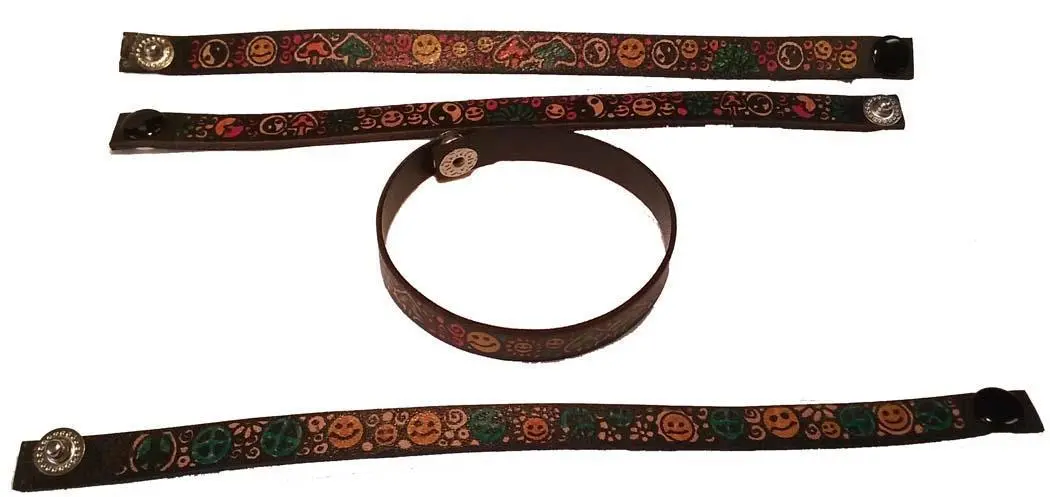 Retro Fimo Design Leather Painted Bracelet (Peice) 1