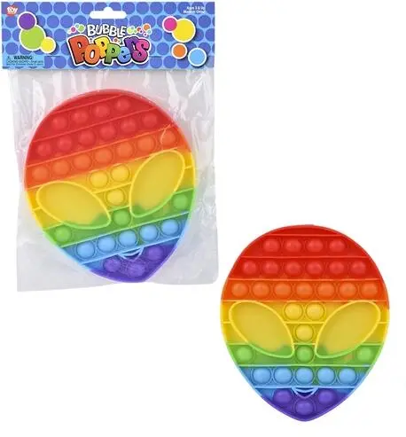 7 Inch Rainbow Alien Bubble Poppers Silicone Stress Reliever Toy (Sold By The Piece ) 1