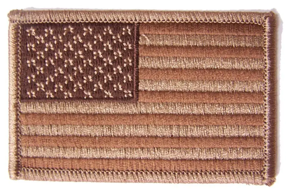 American Flag Brown Left Arm 3 Inch Embroidered Patch 1