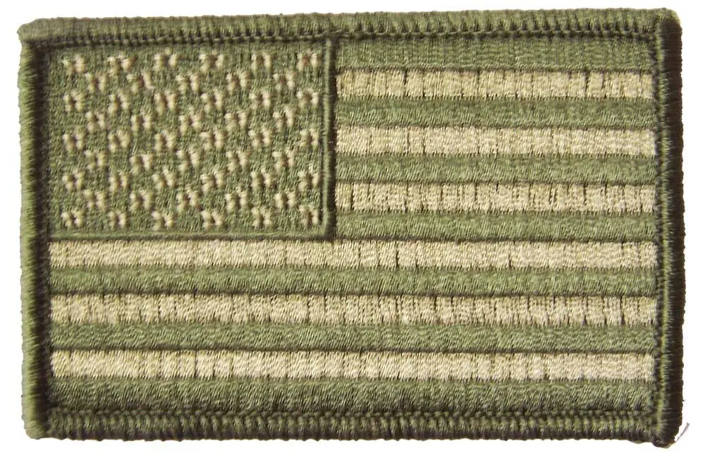 American Flag Green Camouflage Left Arm 3 Inch Embroidered Patch 1