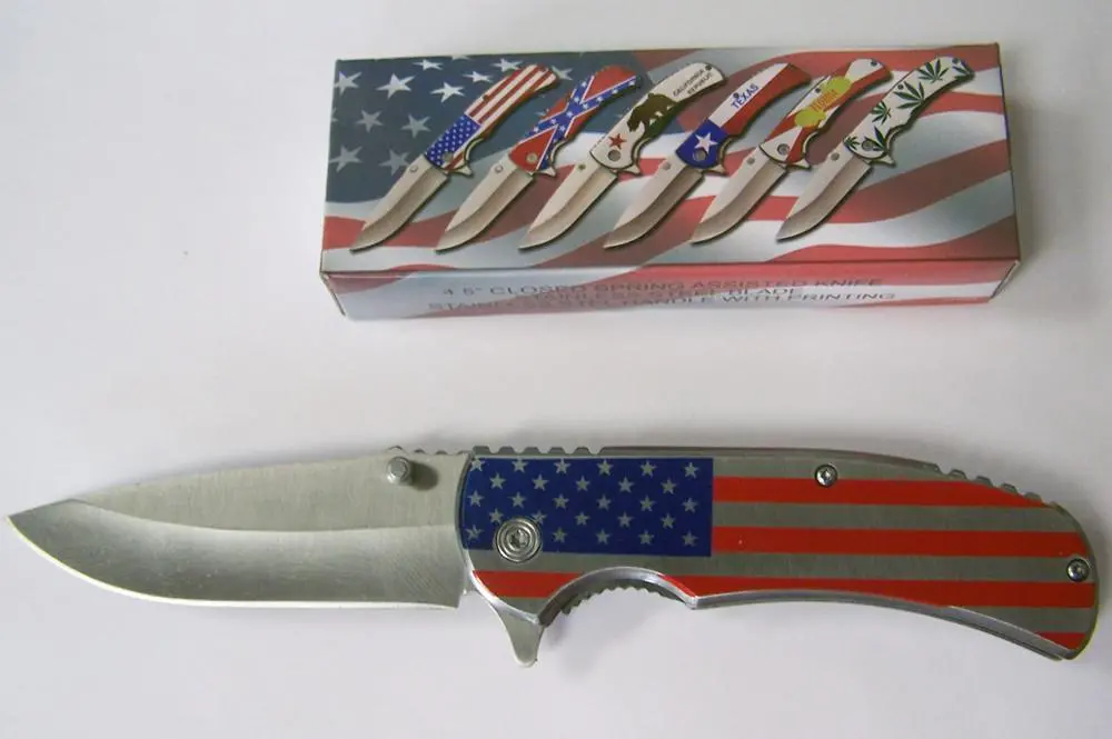 Silver American Flag Stainless Steel Knife 1
