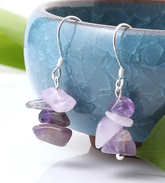 Amethyst Stone Earrings (Sold By The Pair) 1