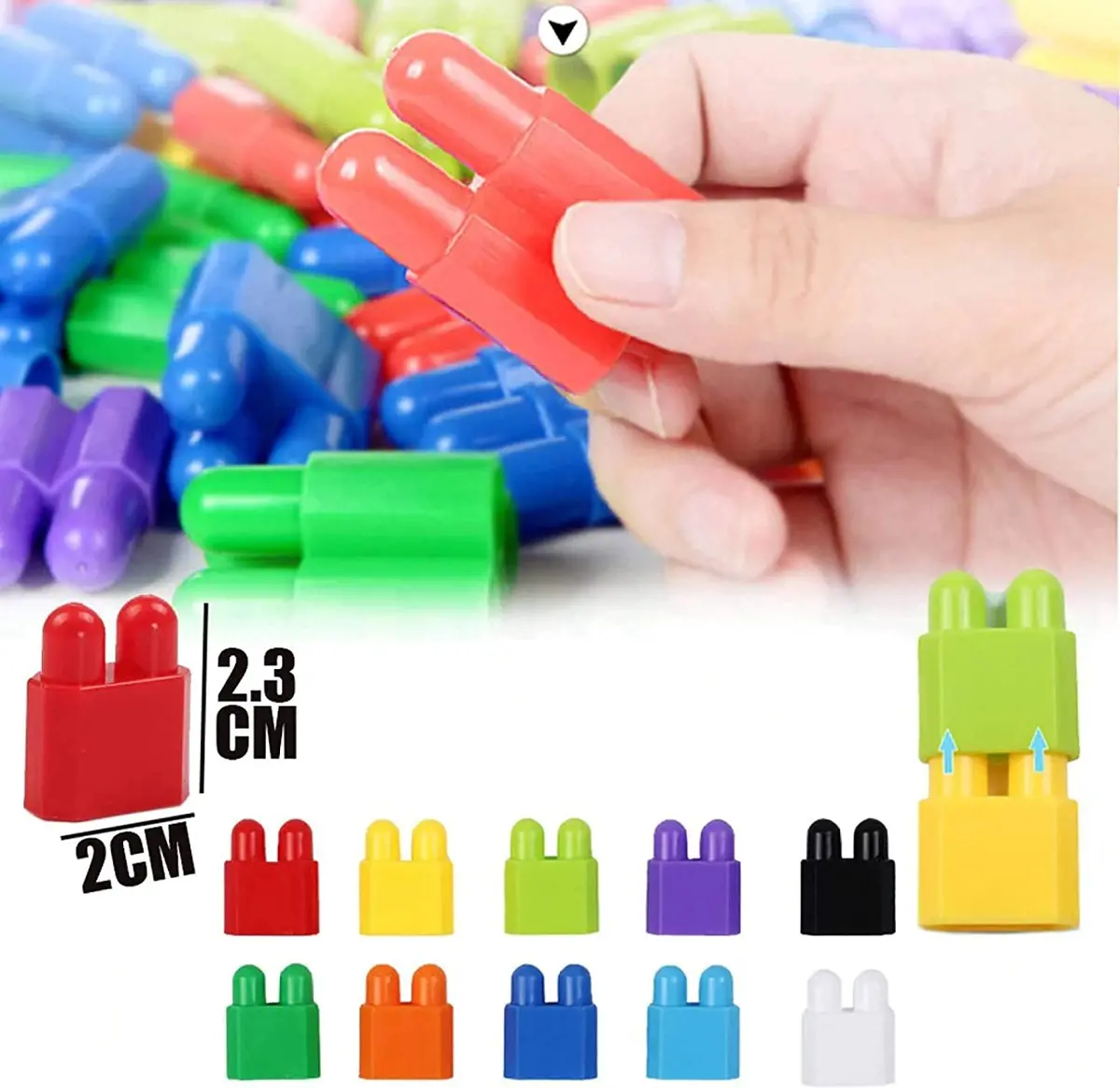 Plastic Diy Interlocking Building Block Bullet Puzzle Blocks Fun Creative Construction Toy Playset With Storage Box For Kids & Toddlers ( Pack Of 150, Multicolor) 2