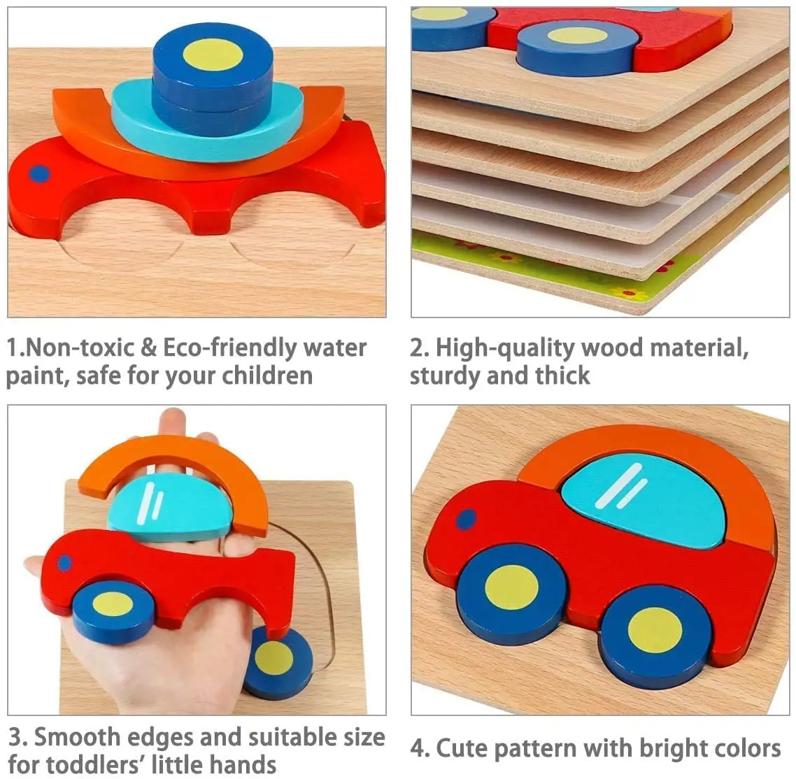 Wooden Puzzles For Kids Toys| Animals, Birds, Fish, Vehicle Jigsaw Puzzle Baby Toys, Board Games Learning Educational Children Toy Puzzles For Toddlers Boys Girls (Assorted) 3