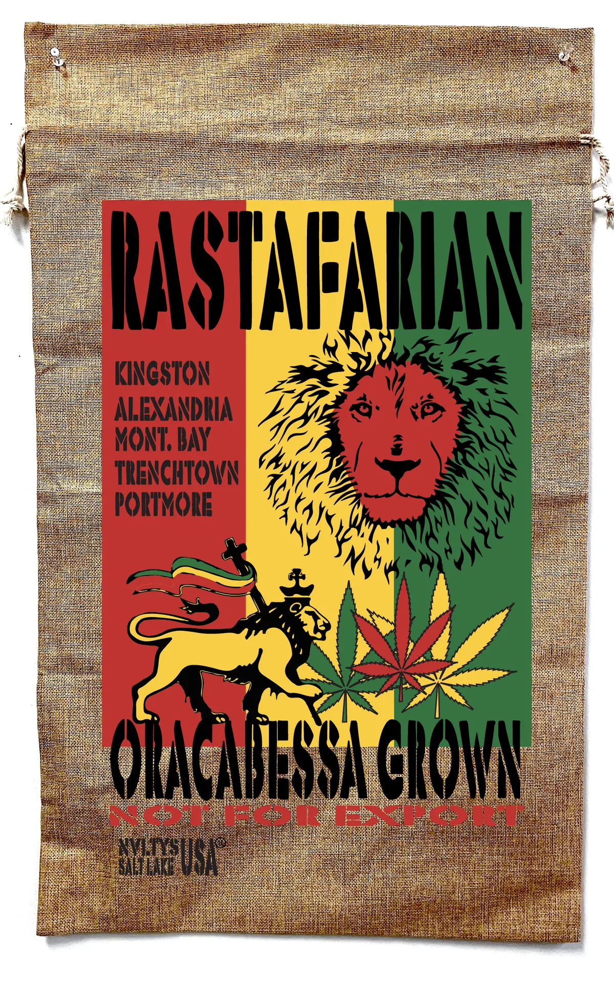 Rasta Brand Marijuana Burlap Bag (Sold By The Piece) 1