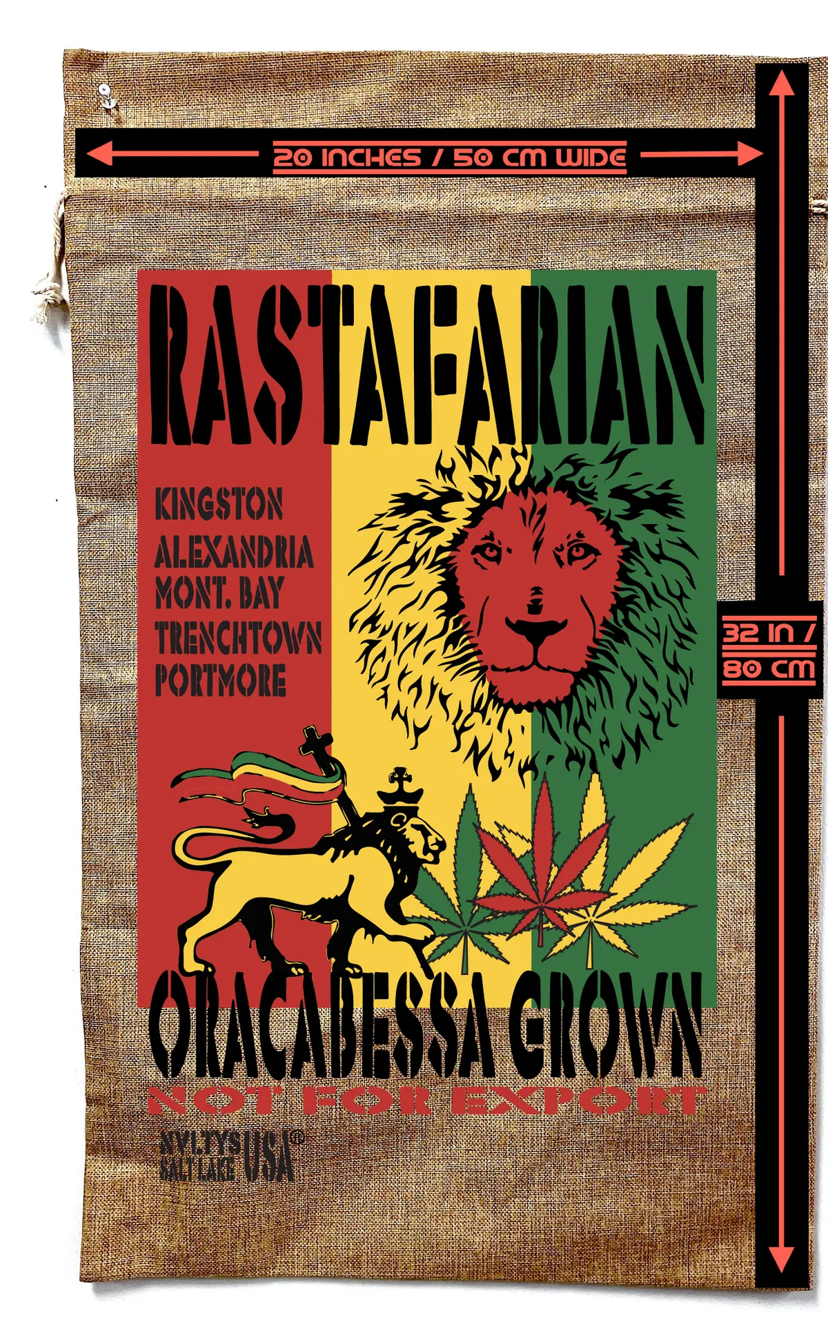 Rasta Brand Marijuana Burlap Bag (Sold By The Piece) 2