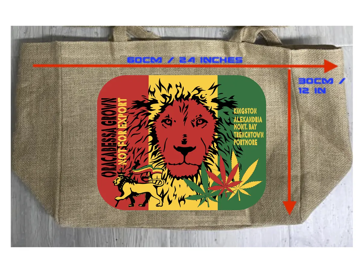 Rasta Brand Marijuana Burlap Tote Bag (Sold By The Piece) 2