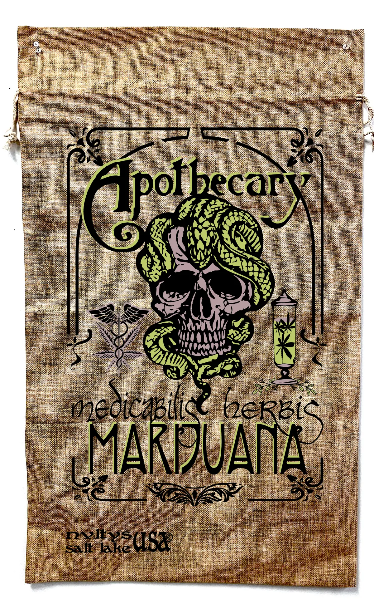 Apothecary Medical Marijuana Burlap Bag 1