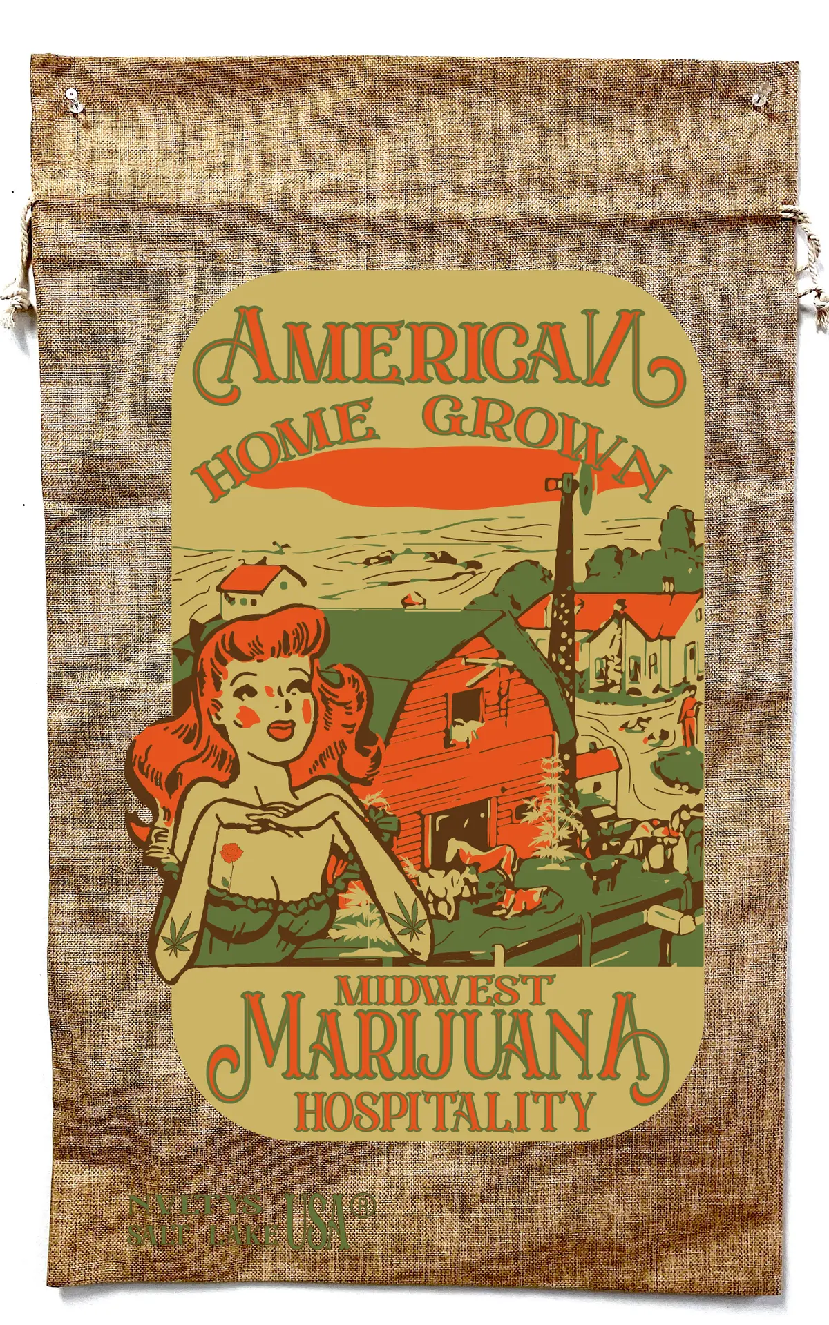 American Homegrown Marijuana Burlap Bag 1