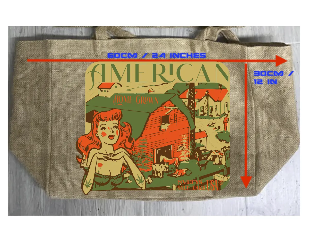 American Homegrown Marijuana Burlap Tote Bag 2