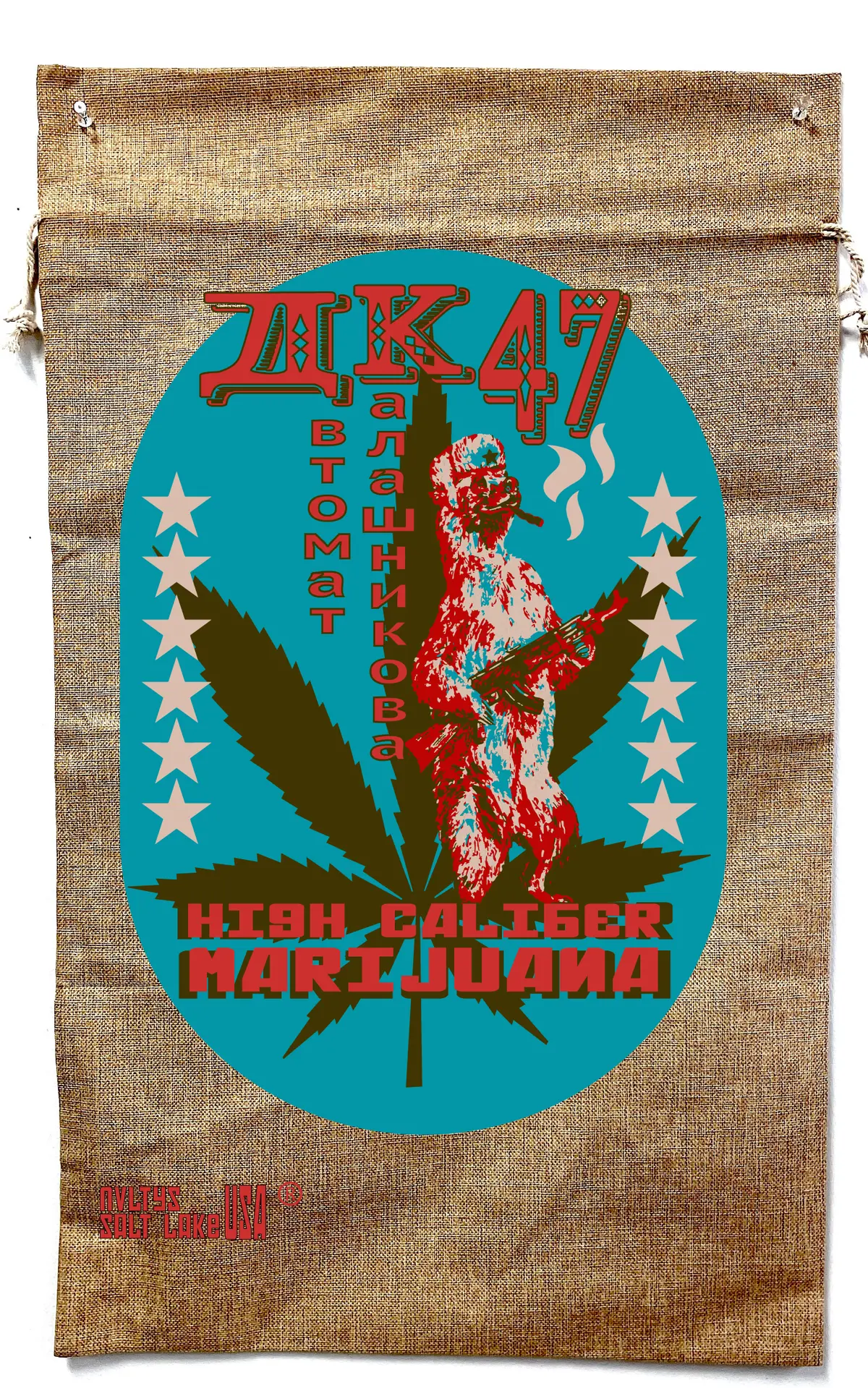 Ak-47 Marijuana Burlap Bag 1