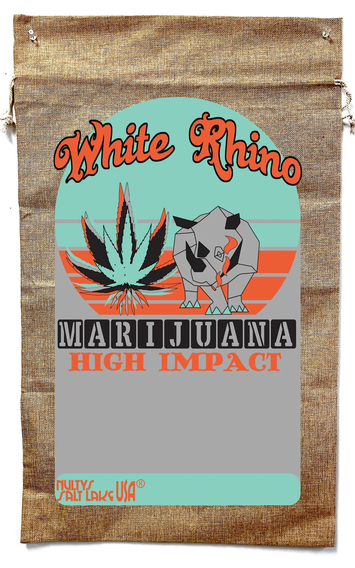 White Rhino Marijuana Burlap Bag  ( Sold By The Piece ) 1