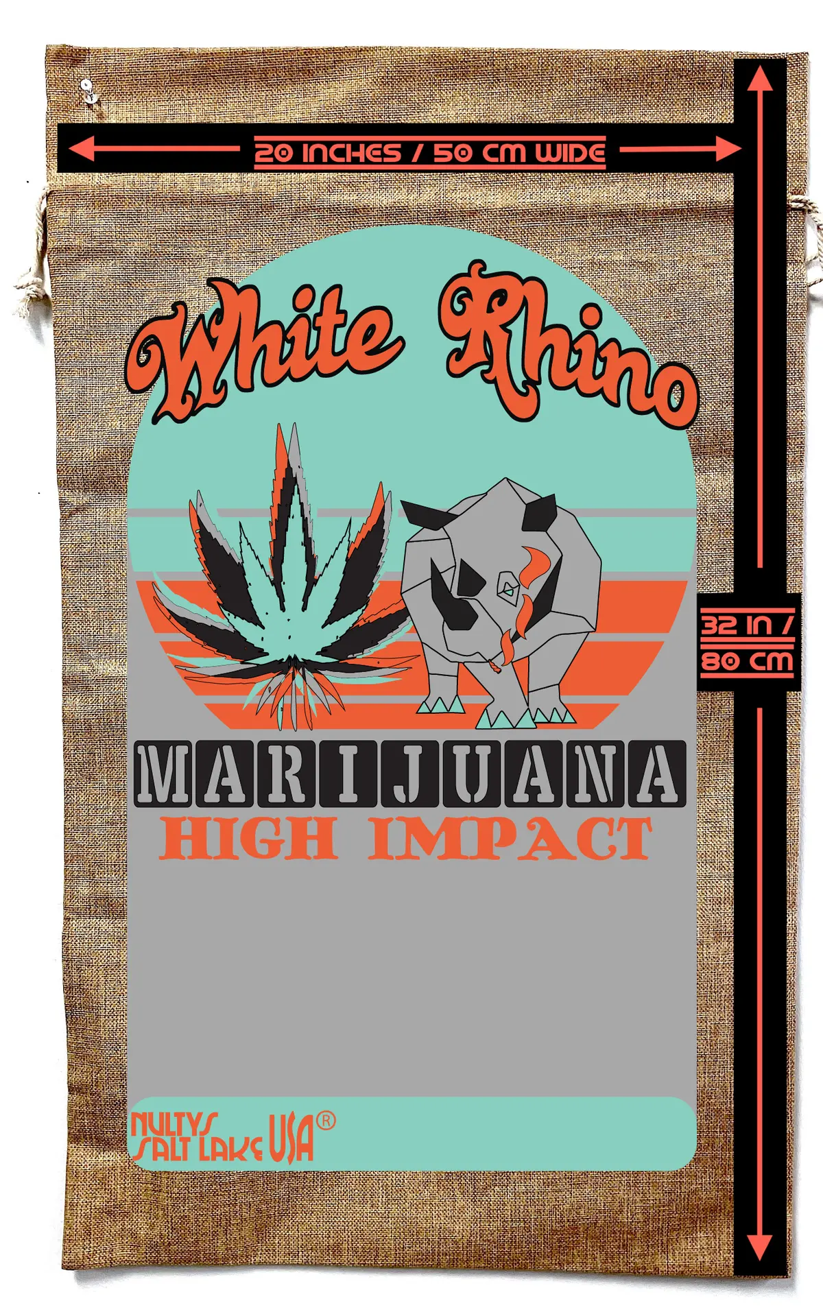 White Rhino Marijuana Burlap Bag ( Sold By The Piece ) 2