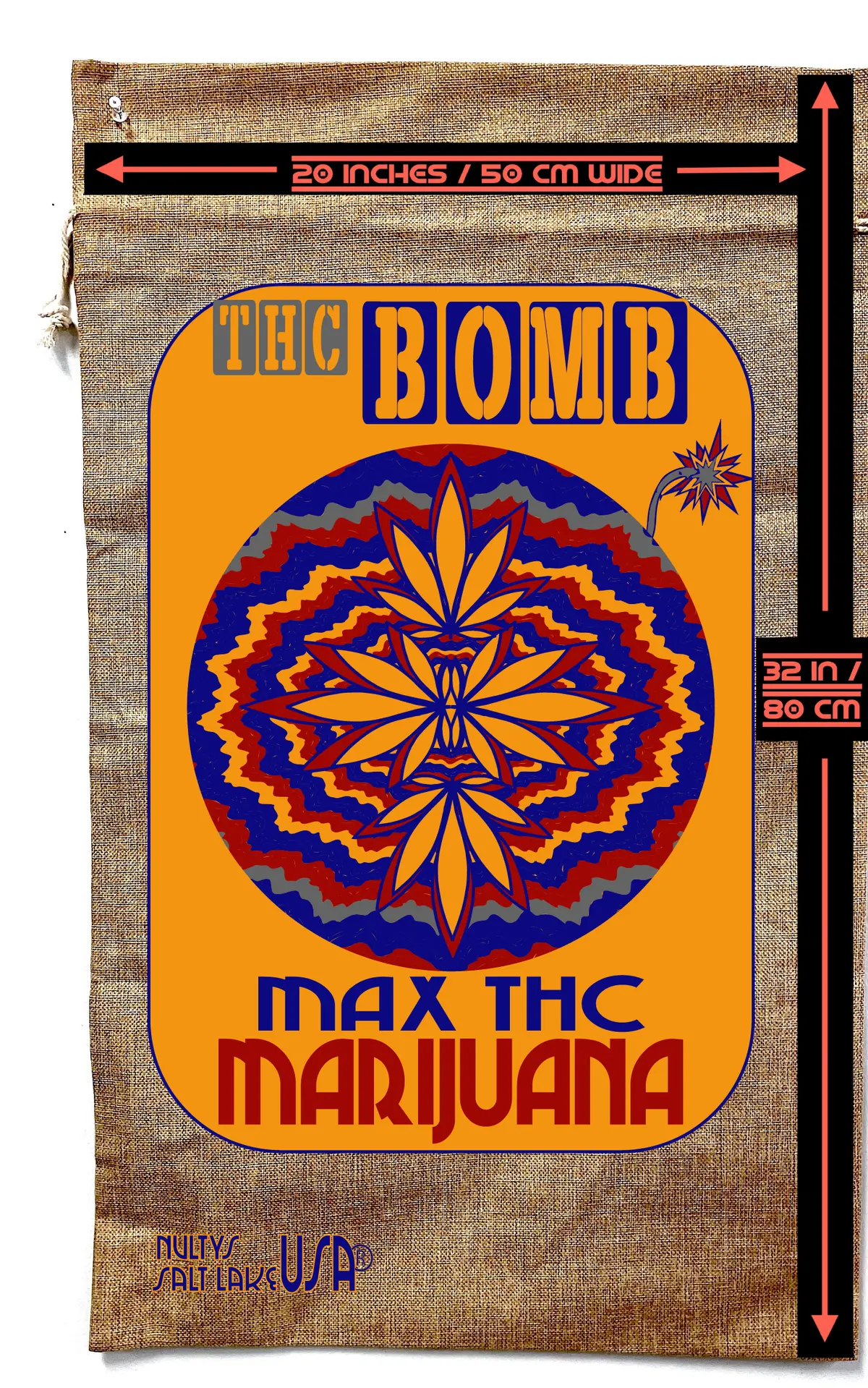 Thc Bomb Marijuana Burlap Bag ( Sold By The Piece ) 2