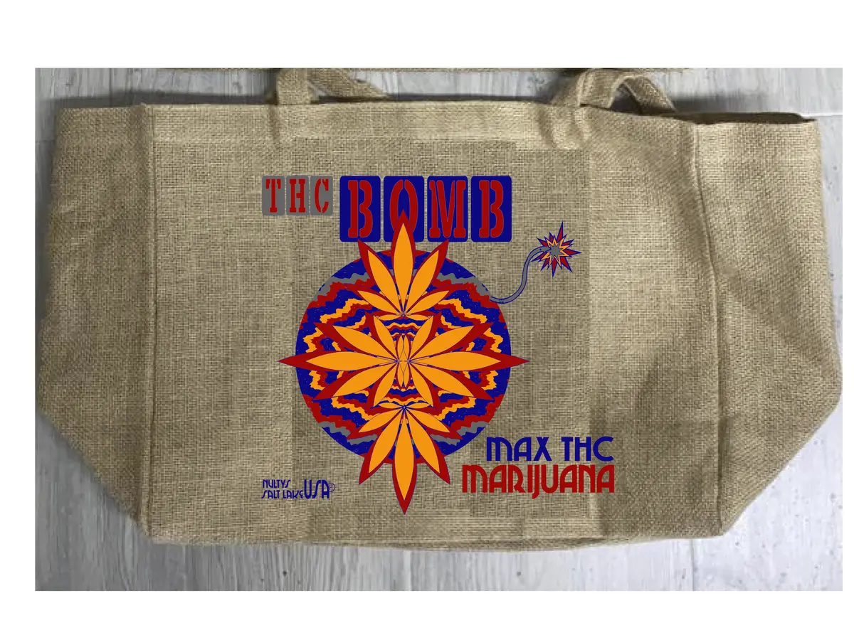Thc Bomb Marijuana Burlap Tote Bag ( Sold By The Piece ) 1