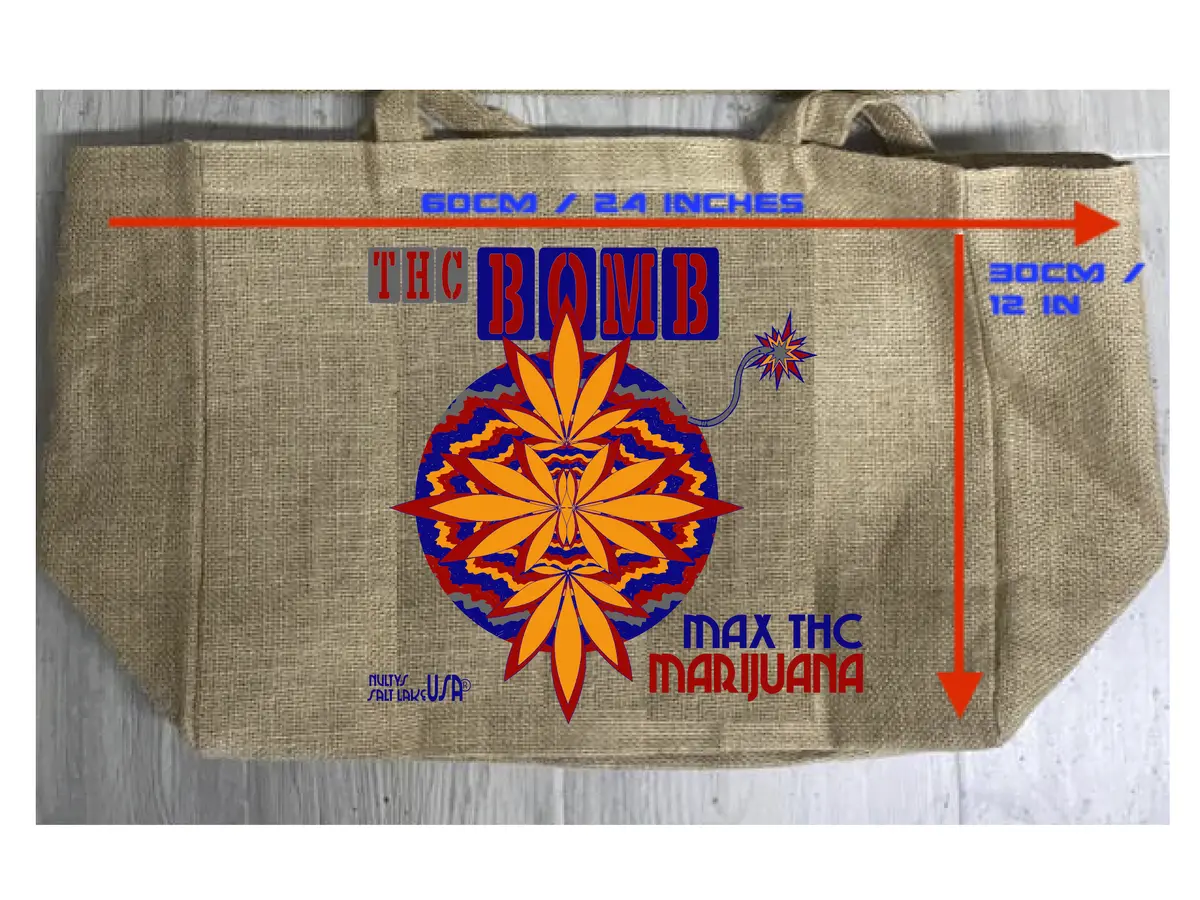 Thc Bomb Marijuana Burlap Tote Bag ( Sold By The Piece ) 2