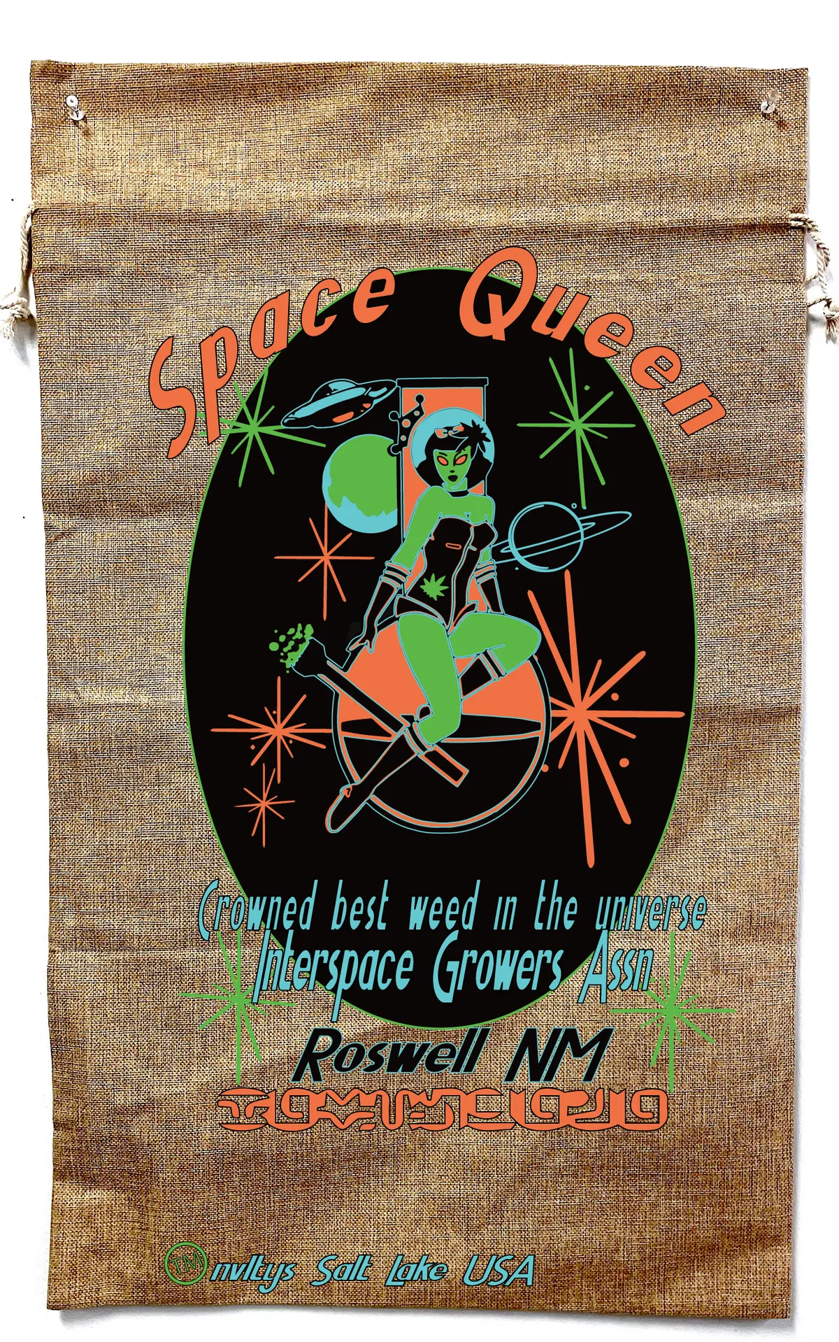 Space Queen Marijuana Burlap Bag ( Sold By The Piece ) 1