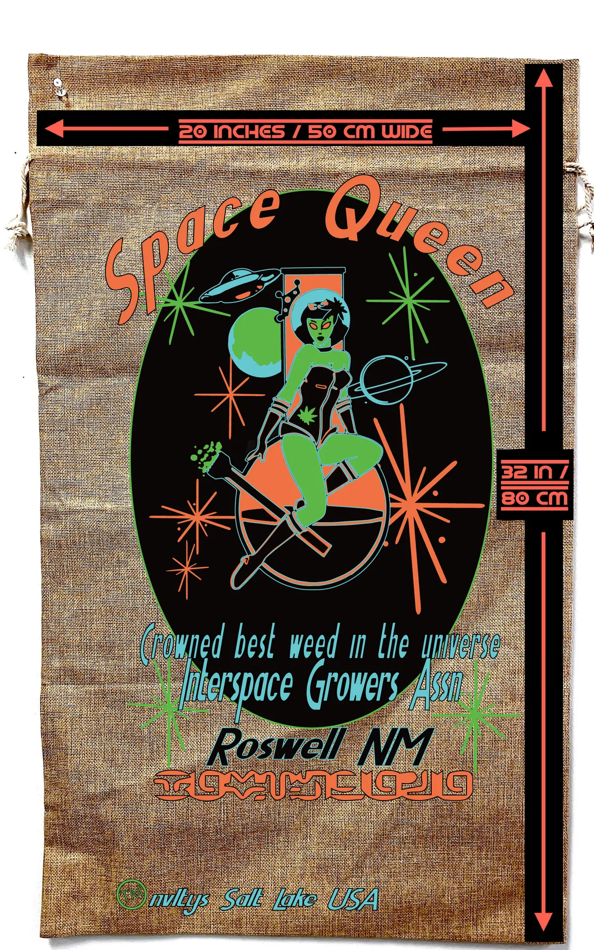 Space Queen Marijuana Burlap Bag ( Sold By The Piece ) 2