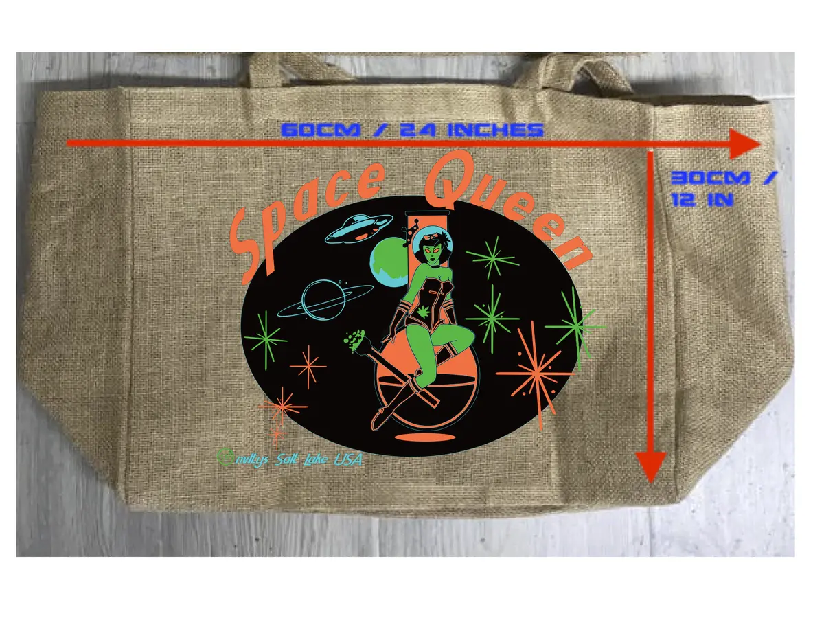 Space Queen Marijuana Burlap Tote Bag ( Sold By The Piece ) 2