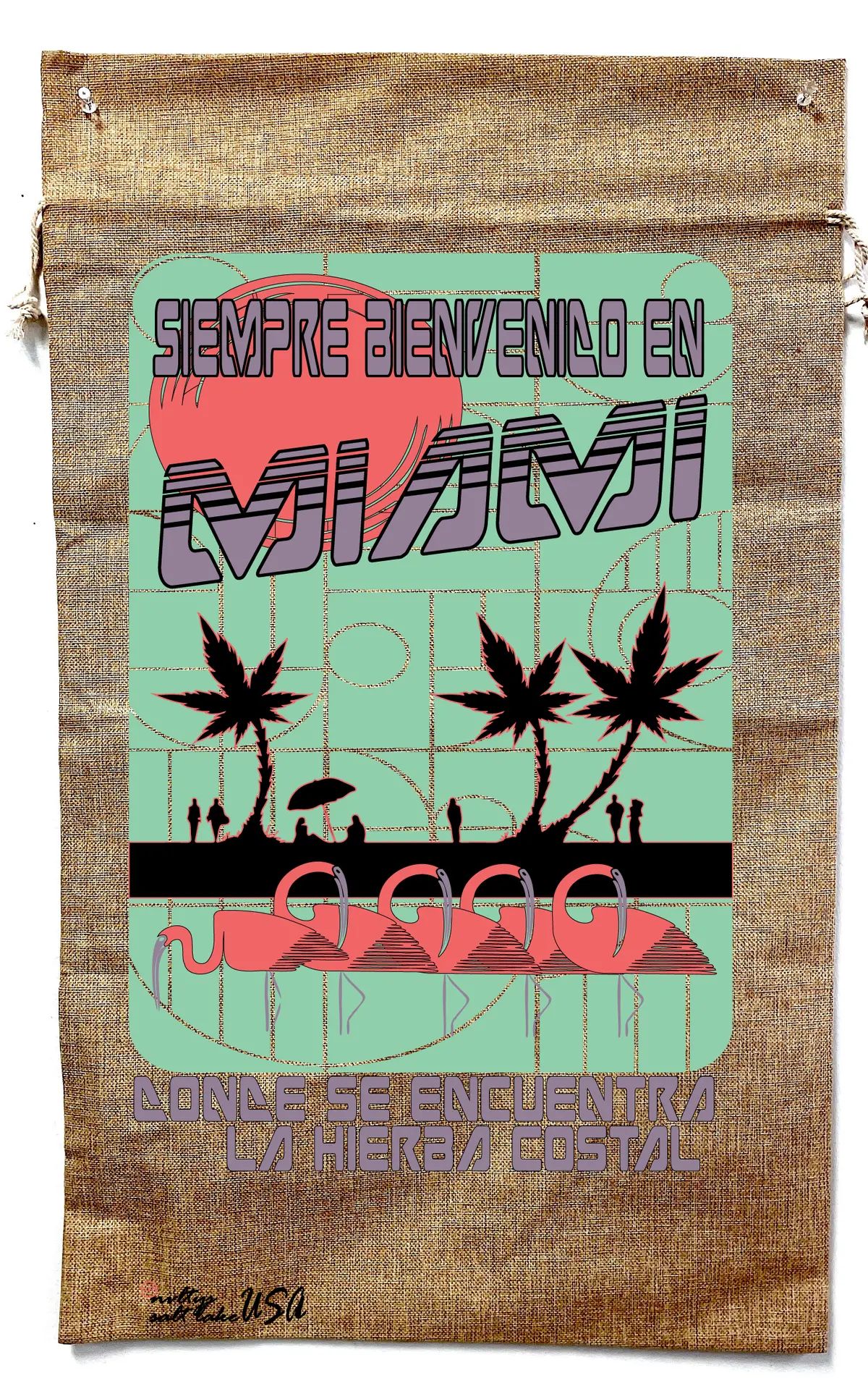 Miami Marijuana Burlap Bag 1