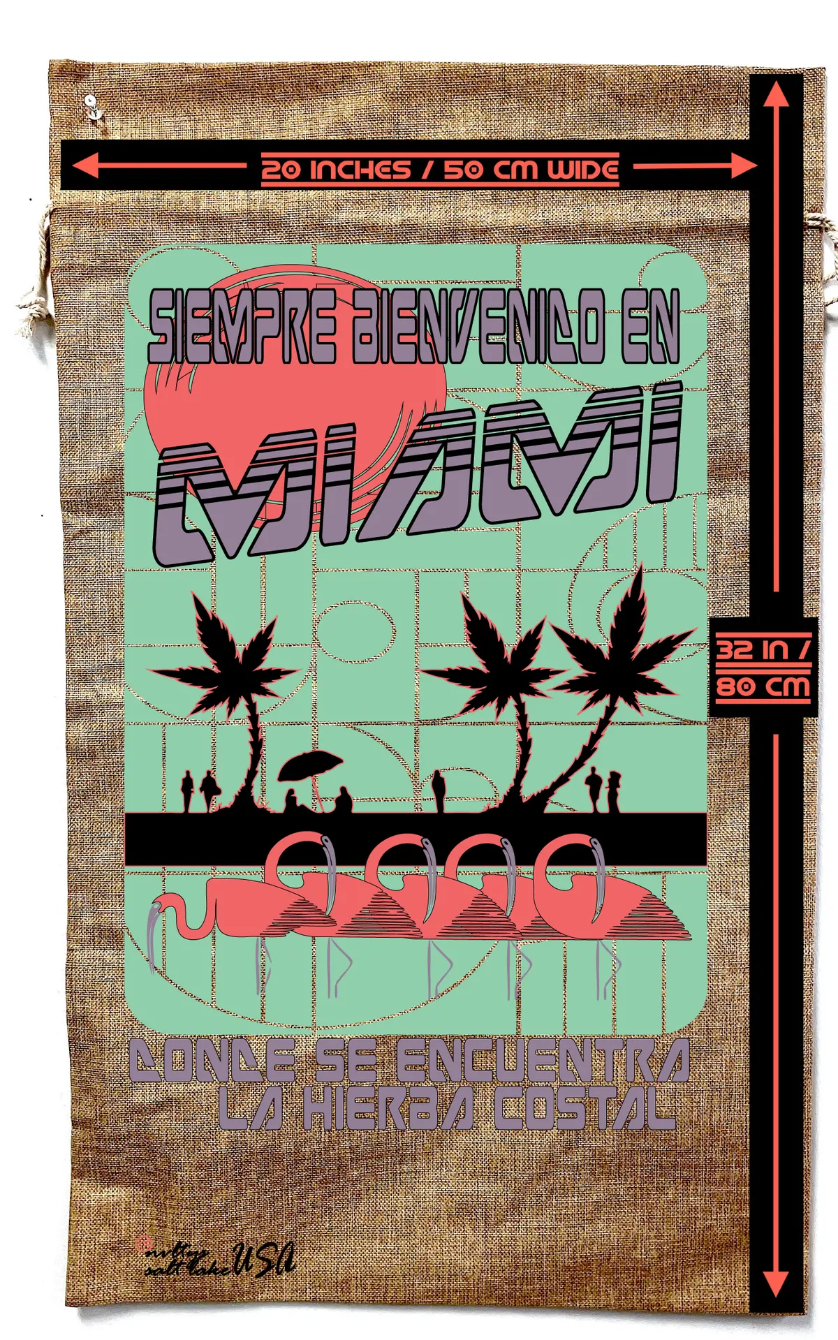 Miami Marijuana Burlap Bag 2
