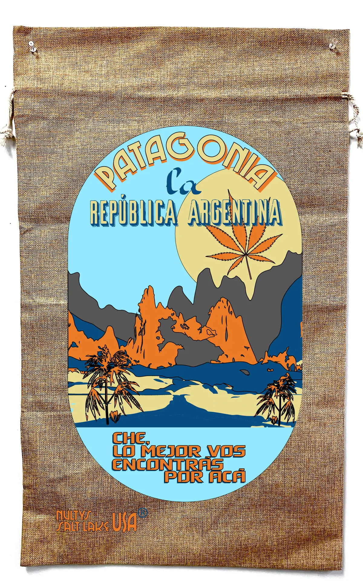 Patagonia Argentina  Marijuana Burlap Bag 1