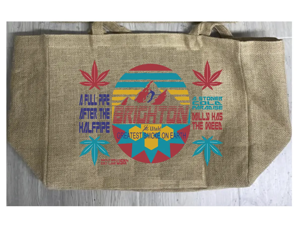 Brighton Utah Burlap Tote Bag 1