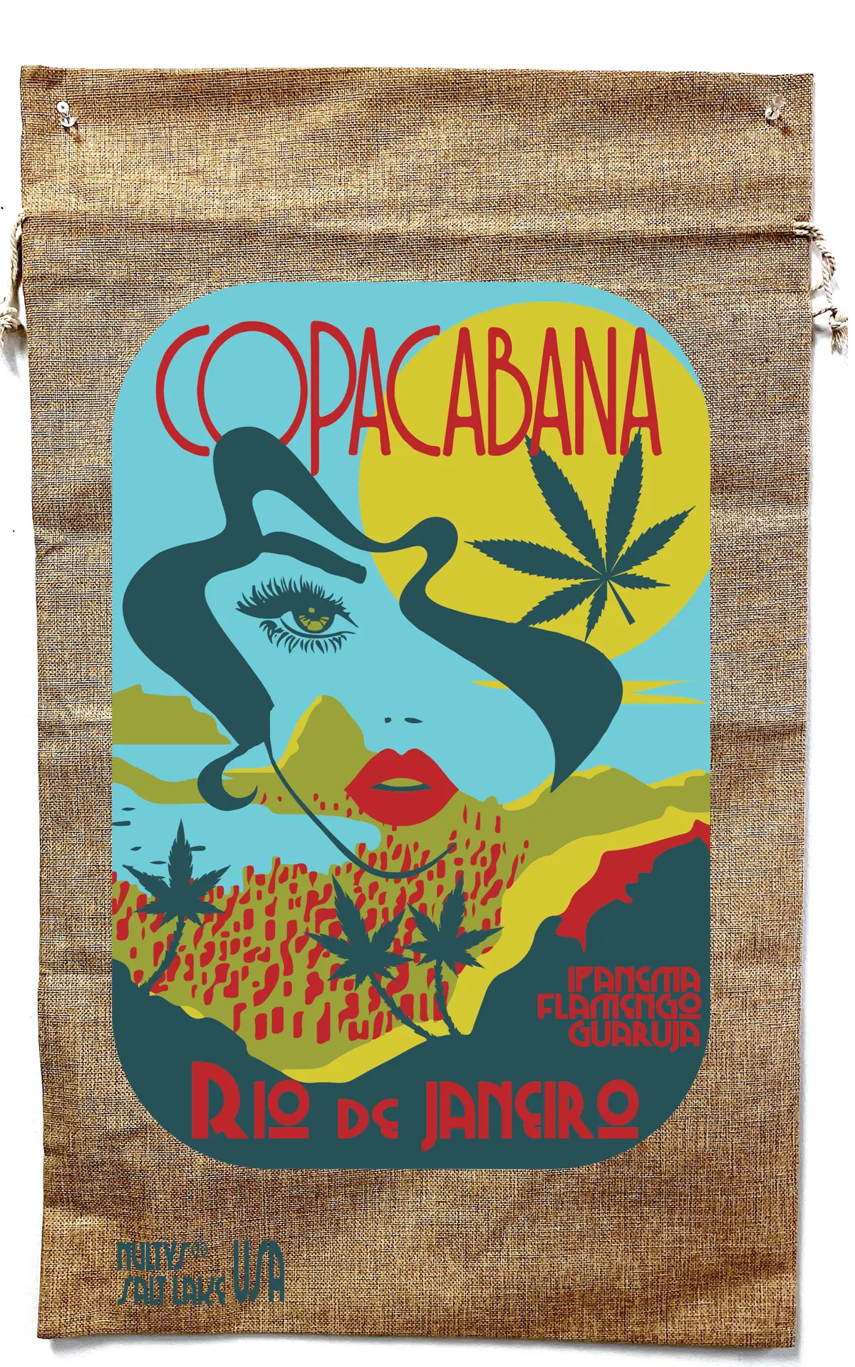 Copacabana Marijuana Burlap Bag 1