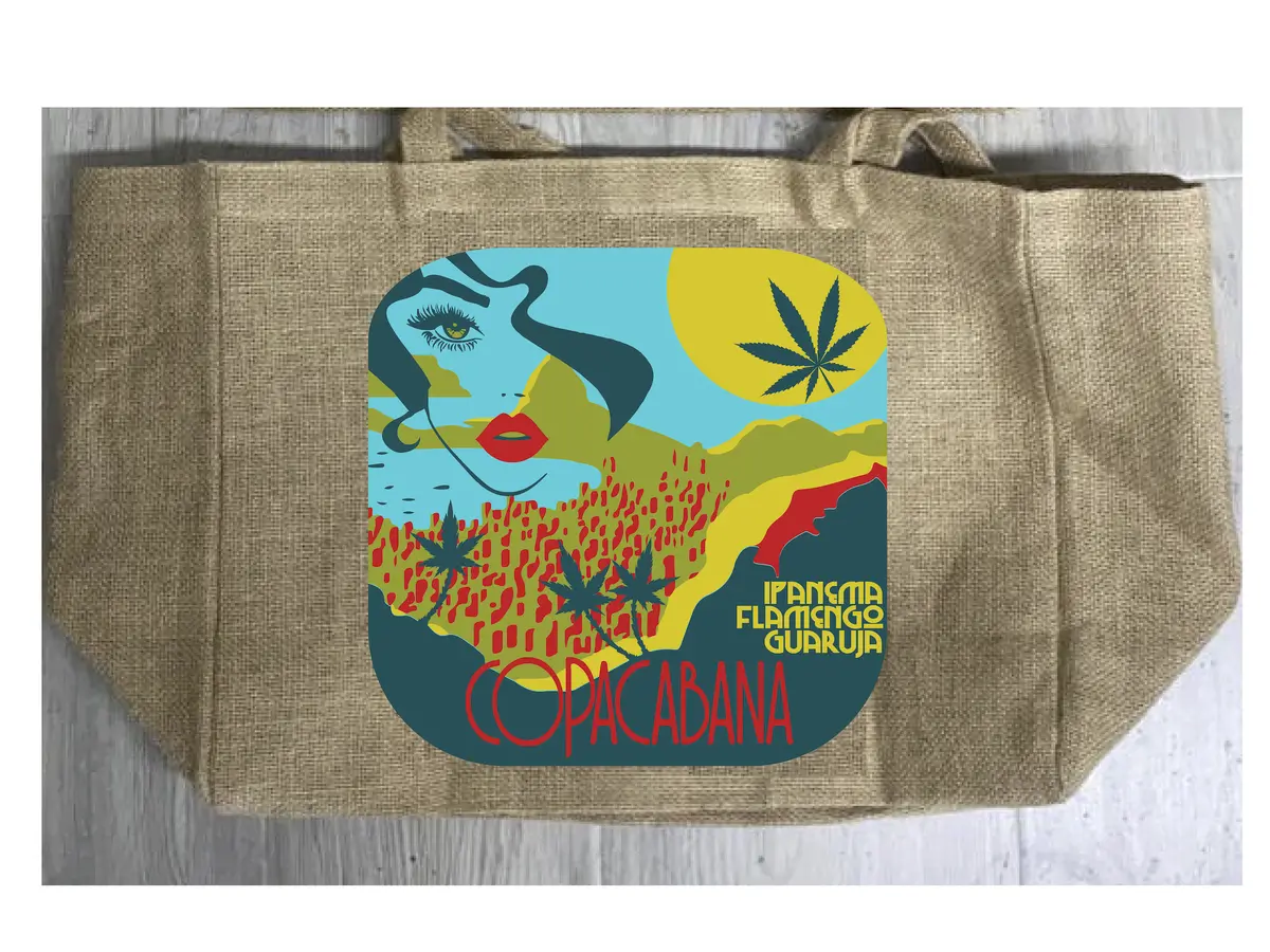 Copacabana Marijuana Burlap Tote Bag 1