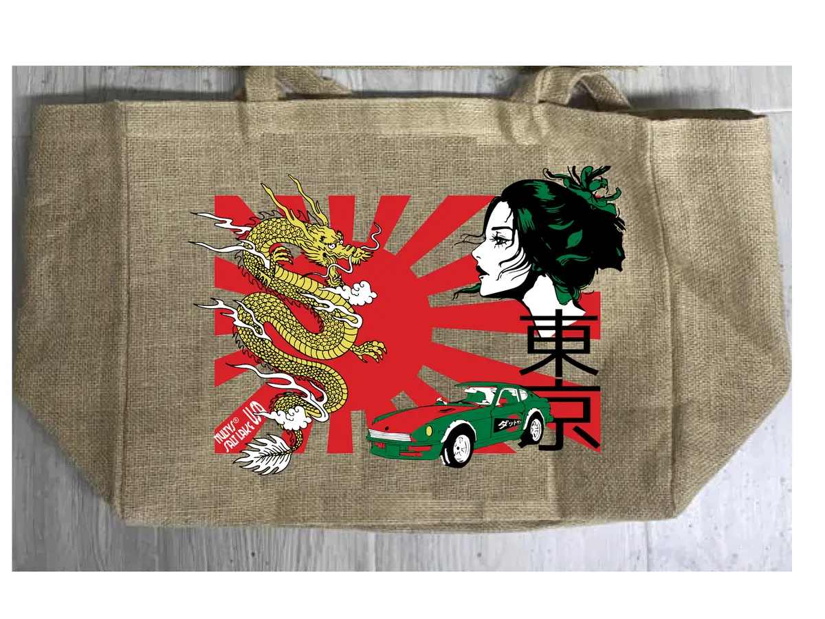 Tokyo Sun Burlap Tote Bag ( Sold By The Piece ) 1