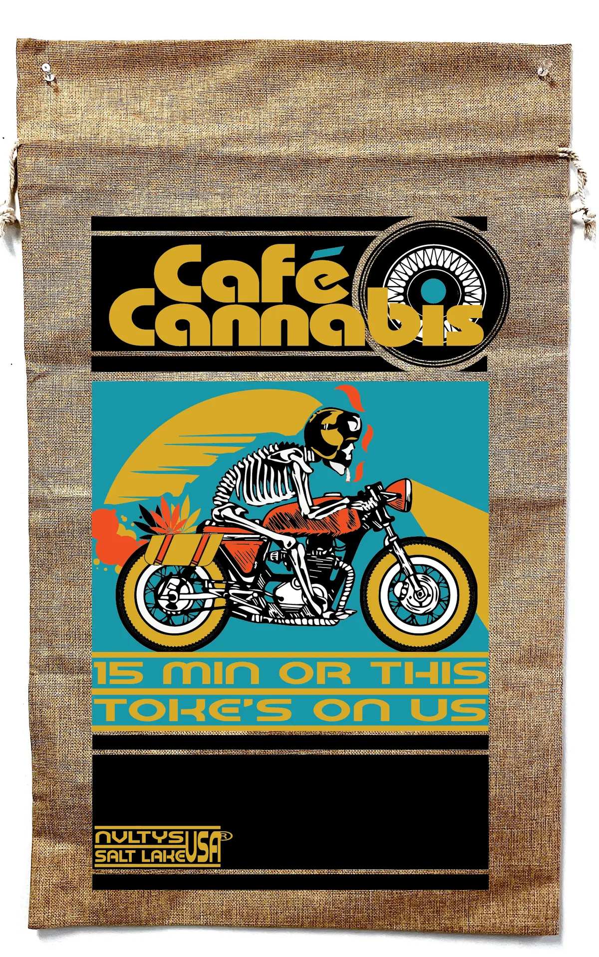 Cafe Cannabis Marijuana  Burlap Bag 1