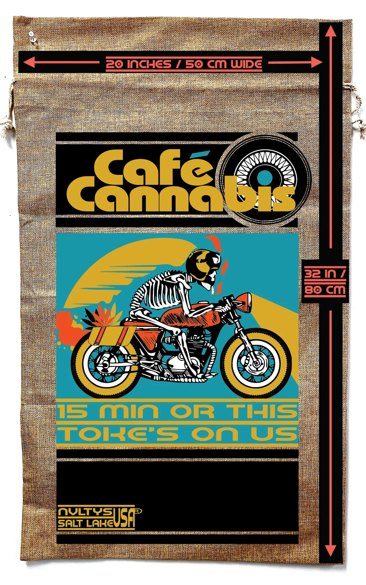 Cafe Cannabis Marijuana Burlap Bag 2