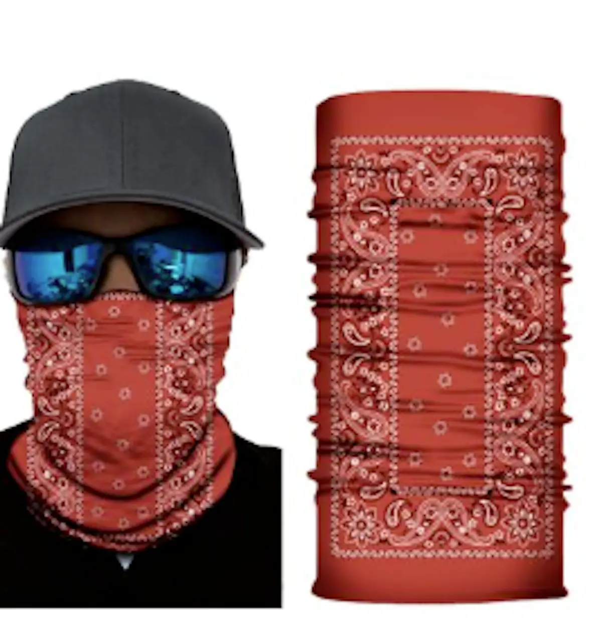 Red Pasiley Multi Function Seamless Bandana Wrap 1