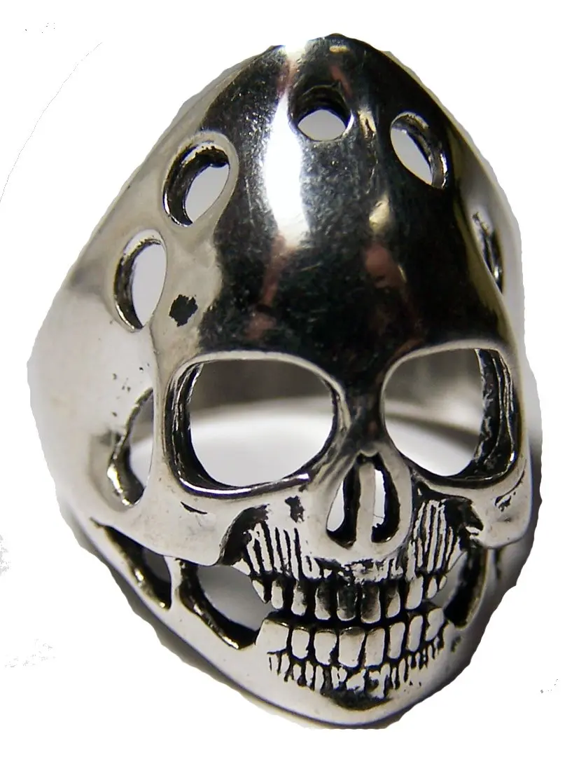 Smiling Ghost Head Skull Biker Ring 1