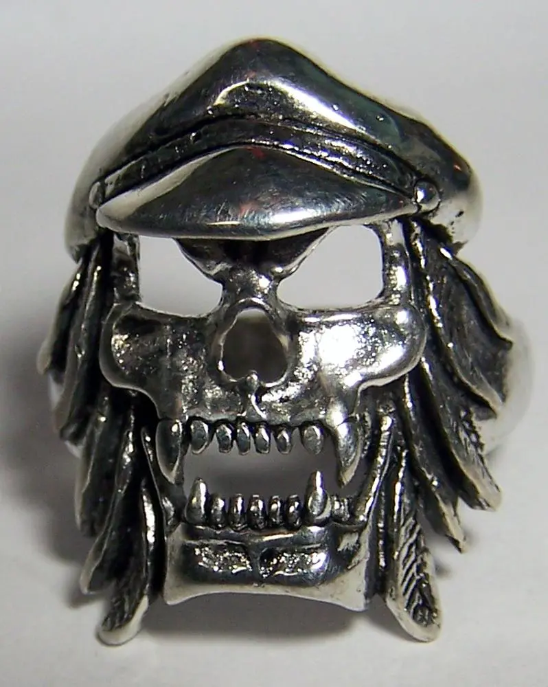 Vampire Biker Skull With Hat Biker Ring 1