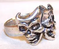 Theatre Mask Skulls Biker Ring 1