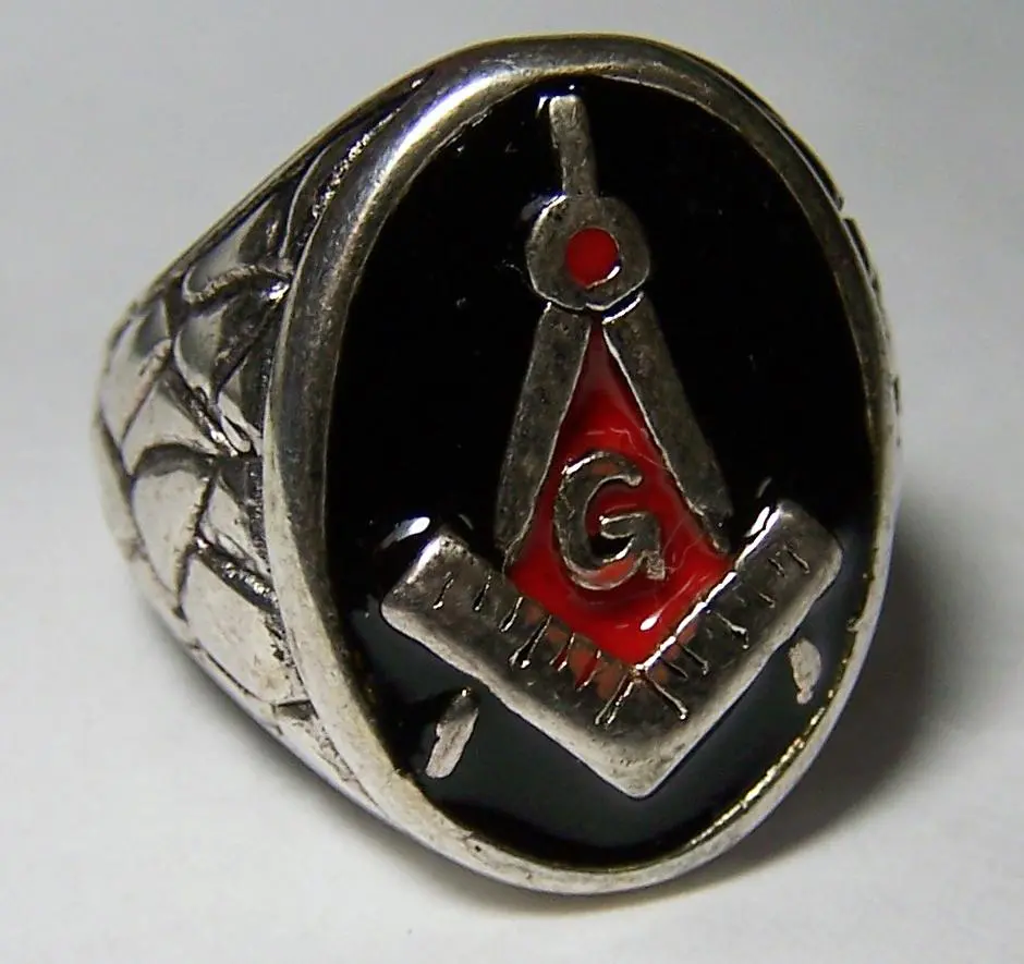 G Symbol Silver Deluxe Biker Ring 1