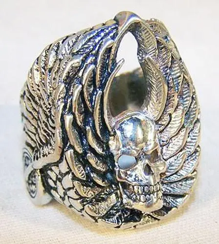 Skull Wheel Wing Biker Ring 1