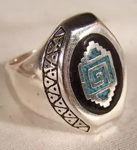 Native Rug Design Biker Ring 1