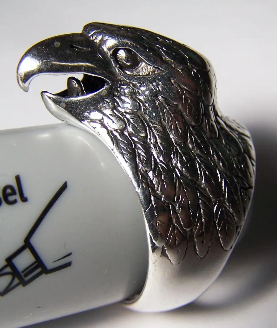 Eagle Head Deluxe Silver Biker Ring 1