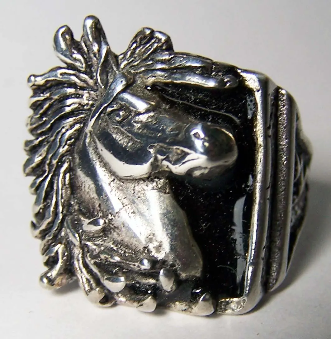 Stallion Horse Head Biker Ring 1