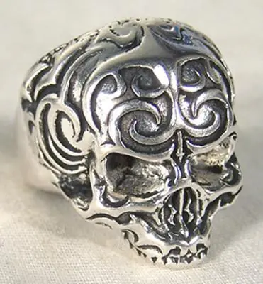 Zombee Retro Skull Biker Ring 1