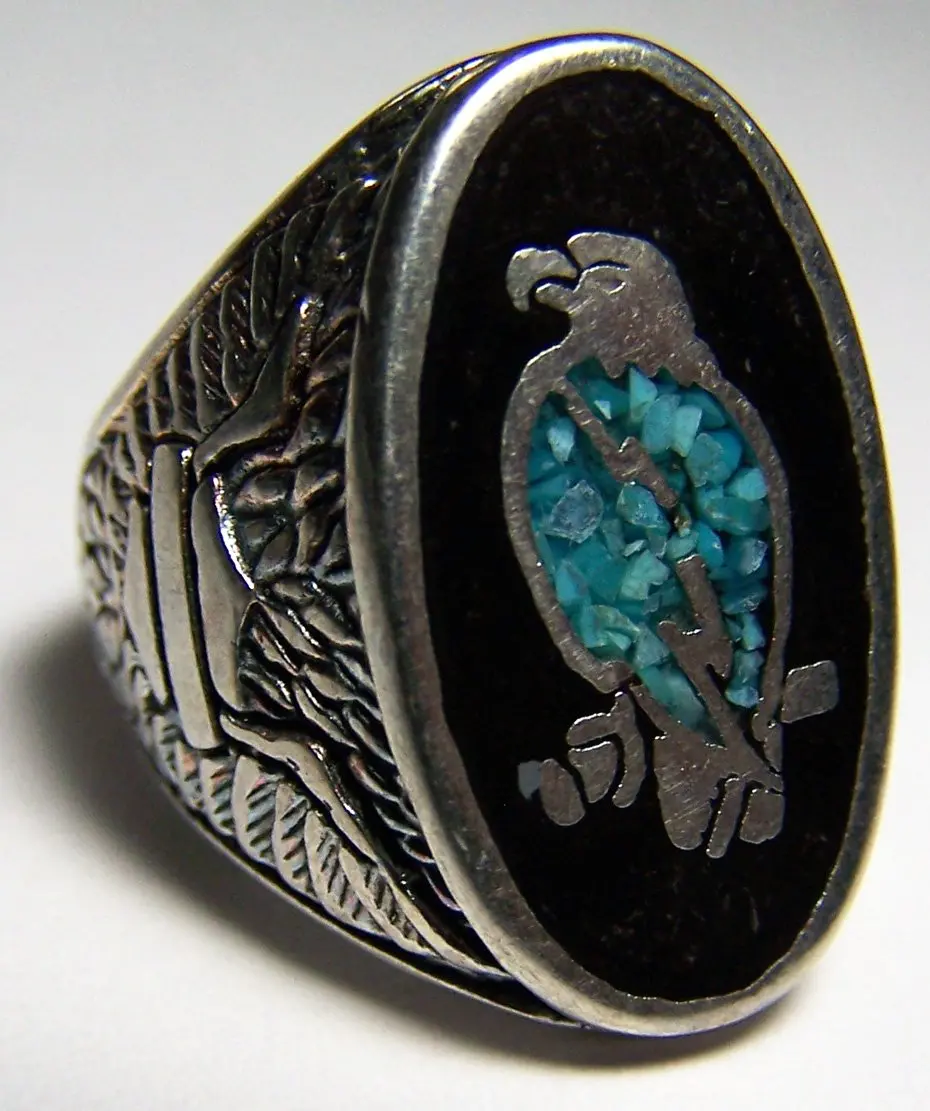 Standing Eagle Silver Deluxe Biker Ring 1