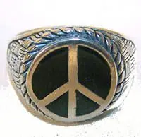 Round Peace Sign Deluxe Silver Biker Ring 1